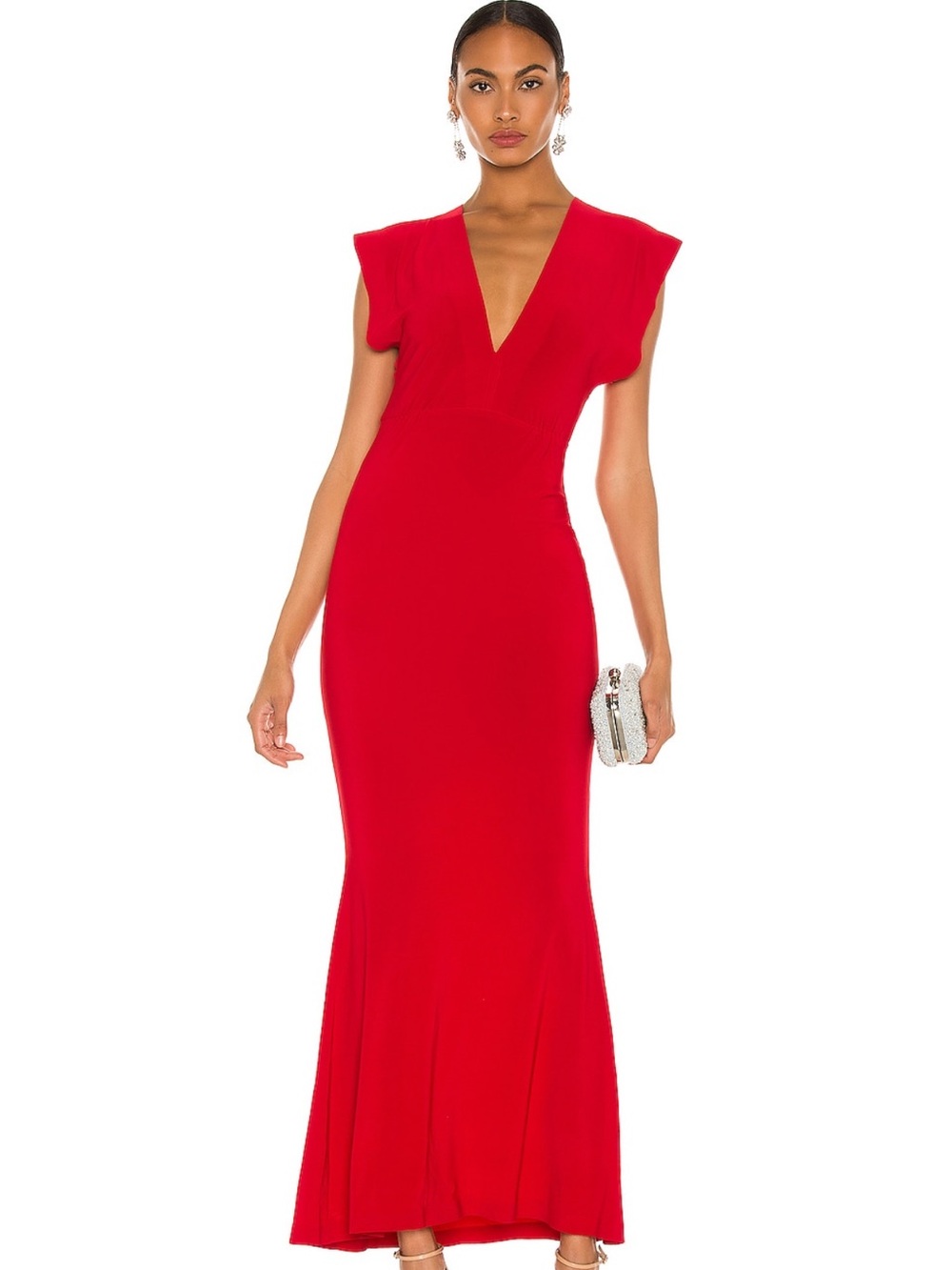 Norma Kamali x REVOLVE Red V-Neck Evening Gown